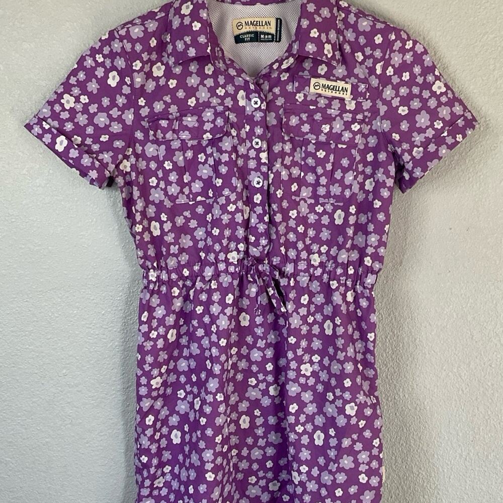 Magellan Outdoors Girl southern summer Short Sleeve Fishing Shirt Dress size M